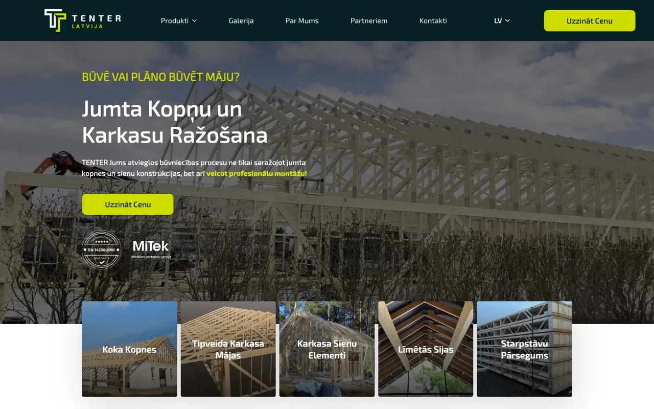 Tenter Latvija website - built by ROIS